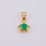 Dije Tortuga 25pts Esmeraldas 0.9gr / 1.4cm / Oro Amarillo 18K *