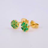 Topos Flor 14pts Esmeraldas 1.2gr / 5.45mm Oro Amarillo 18K *