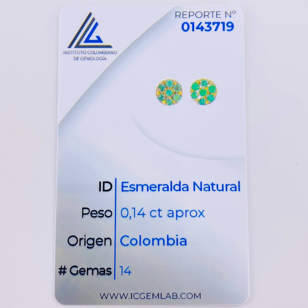 Topos Flor 14pts Esmeraldas 1.2gr / 5.45mm Oro Amarillo 18K *