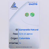 Topos Flor 14pts Esmeraldas 1.2gr / 5.45mm Oro Amarillo 18K *