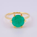Anillo Solitario Gran Roca 2 Qts Esmeralda 3.6gr / T7 1/2 / Oro Amarillo 18K ©