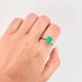 Anillo Solitario Gran Roca 2 Qts Esmeralda 3.6gr / T7 1/2 / Oro Amarillo 18K ©