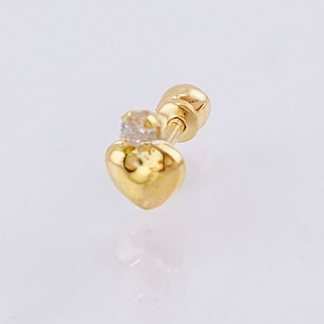 Piercing Destello Corazon 0.35gr / 1.1cm / Oro Amarillo 18K *