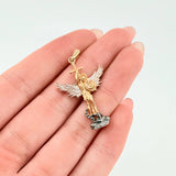 Dije San Miguel Arcangel 3.05gr / 3.5cm / Dos Oros Amarillo Blanco 18K ©