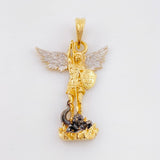 Dije San Miguel Arcangel 3.05gr / 3cm / Dos Oros Amarillo Blanco 18K