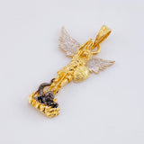 Dije San Miguel Arcangel 3.1gr / 3cm / Dos Oros Amarillo Blanco 18K ©