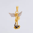 Dije San Miguel Arcangel 3.05gr / 3cm / Dos Oros Amarillo Blanco 18K