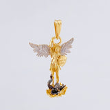 Dije San Miguel Arcangel 3.1gr / 3cm / Dos Oros Amarillo Blanco 18K ©