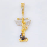 Dije San Miguel Arcangel 3.35gr / 4cm / Dos Oros Amarillo Blanco 18K ©