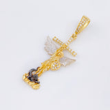 Dije San Miguel Arcangel 3.35gr / 4cm / Dos Oros Amarillo Blanco 18K ©