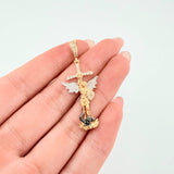 Dije San Miguel Arcangel 3.35gr / 4cm / Dos Oros Amarillo Blanco 18K ©