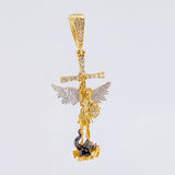 Dije San Miguel Arcangel 3.35gr / 4cm / Dos Oros Amarillo Blanco 18K ©