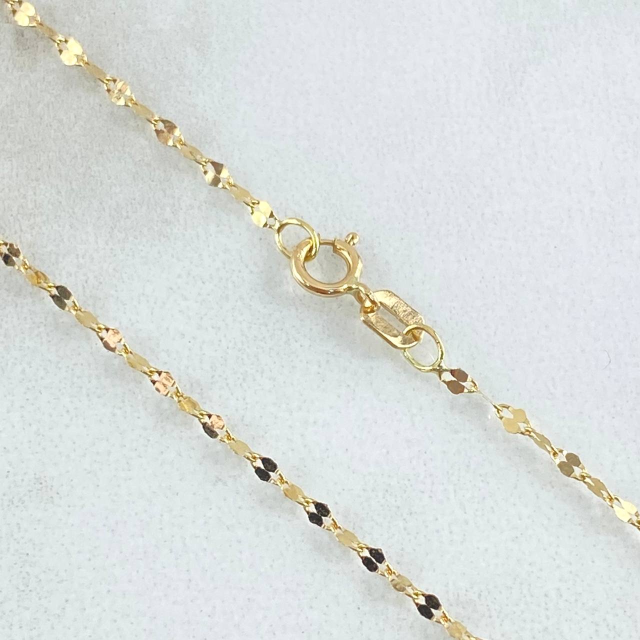 Set Cadena y Dije Flor Espejo + Virgen Milagrosa 1.3gr / 50cm / Oro 18K (Oferta)