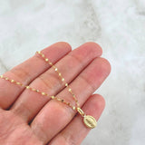 Set Cadena y Dije Flor Espejo + Virgen Guadalupe 1.3gr / 50cm / Oro 18K (Oferta) ©