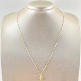 Set Cadena y Dije Flor Espejo + Virgen Guadalupe 1.3gr / 50cm / Oro 18K (Oferta) ©