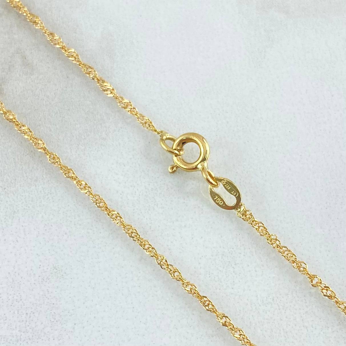 Set Cadena y Dije Singapur + Virgen Guadalupe Lisa 1.95gr / 45cm / Oro 18K (Oferta) ©