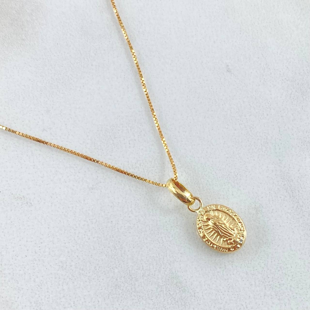 Set Cadena y Dije Veneciana + Virgen Guadalupe 1.8gr / 50cm / Oro 18K (Oferta)