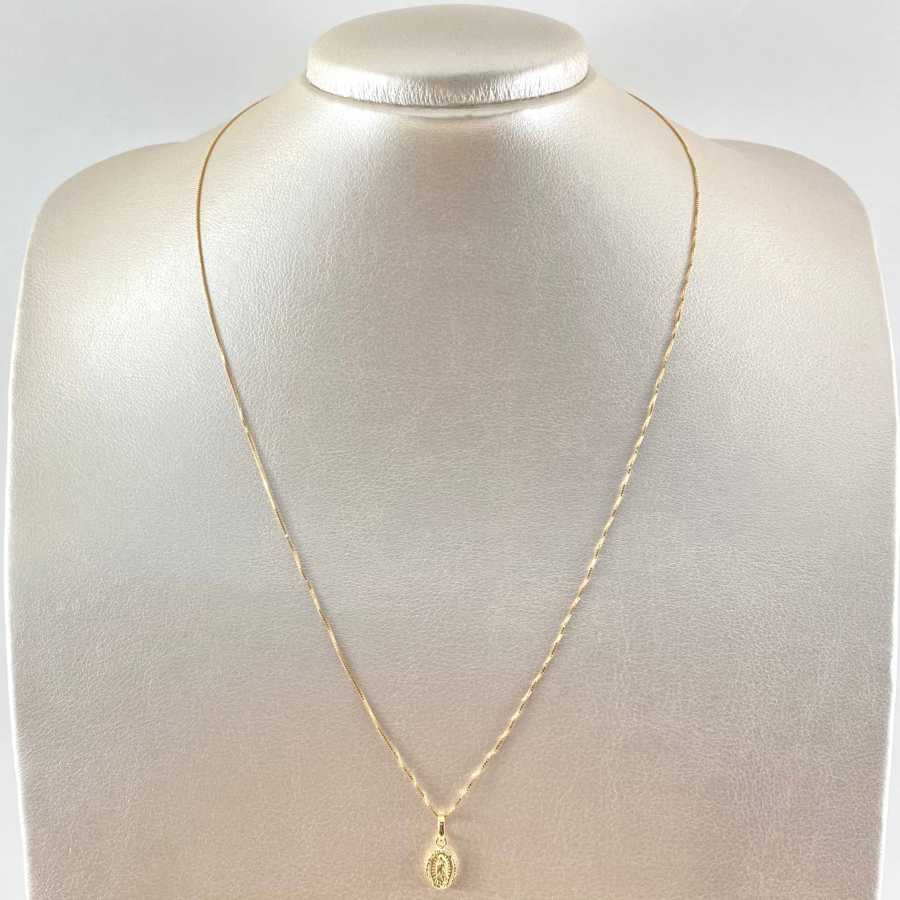 Set Cadena y Dije Veneciana + Virgen Guadalupe 1.8gr / 50cm / Oro 18K (Oferta)