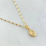 Set Cadena y Dije Flor Espejo + Virgen Milagrosa 1.3gr / Oro 18K (Oferta) *