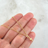 Set Cadena y Dije Singapur + Crúz 1.2gr / 50cm / Oro 18K (Oferta) -
