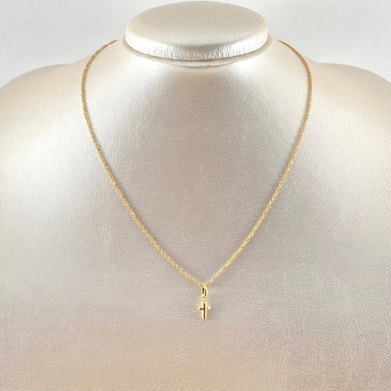 Set Cadena y Dije Singapur + Crúz 1.75gr / 40cm / Oro 18K (Oferta)