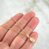 Set Cadena y Dije Singapur + Virgen Milagrosa 1.3gr / 50cm / Oro 18K (Oferta) -