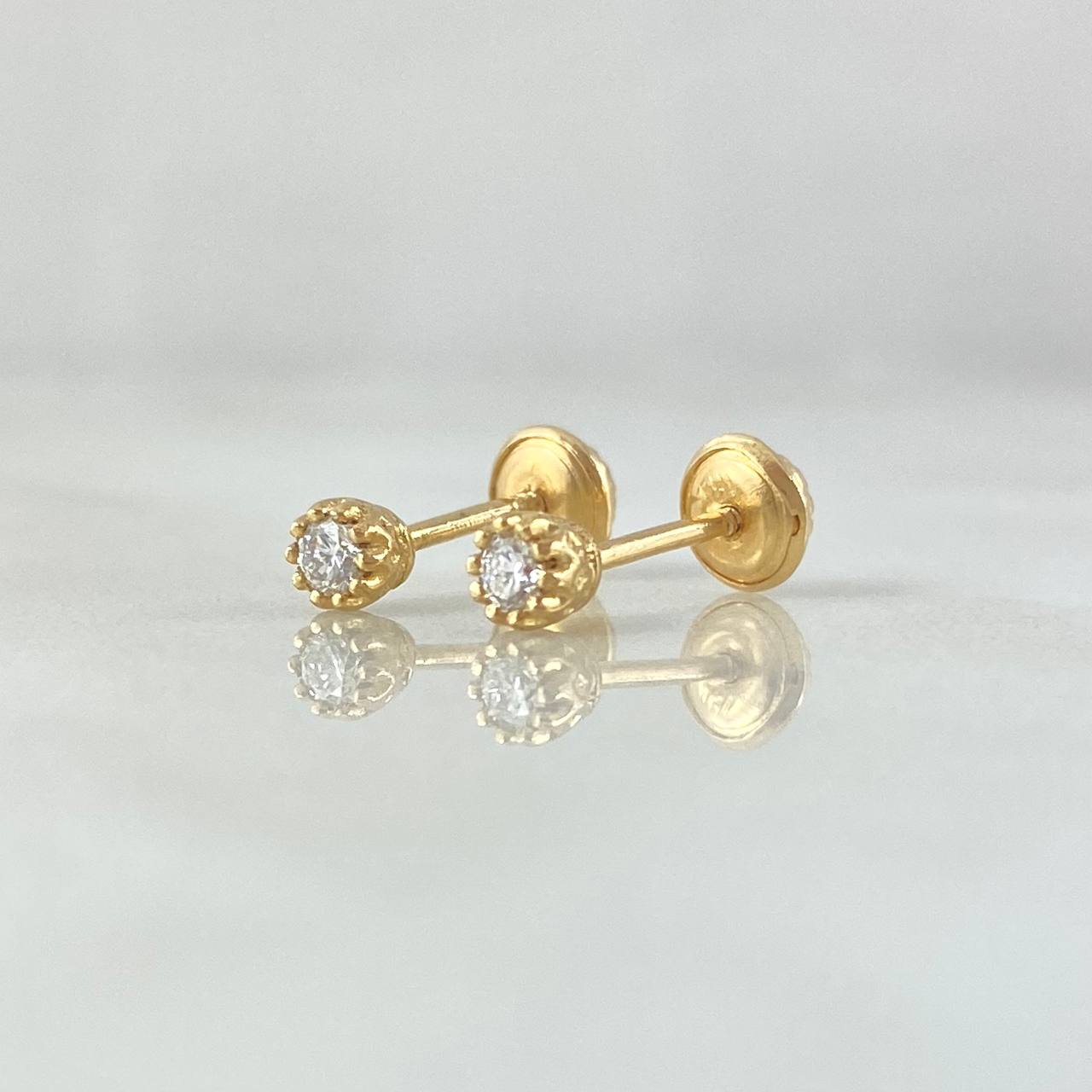Topos Cabujón 1gr / 3.4mm Diamantes 36pts Oro Amarillo 18K (Joya) *