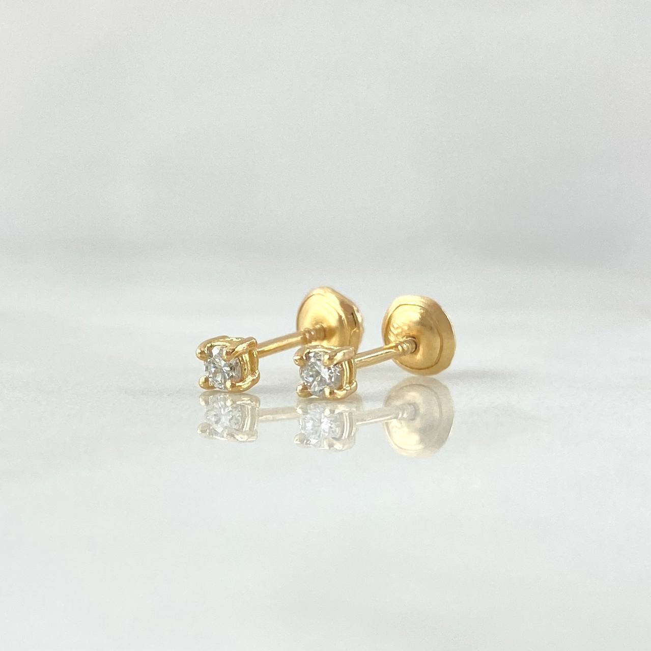 Topos Piedra Caja 0.8gr / 2.7mm Diamante 36pts Oro Amarillo 18K (Joya) ©