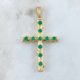 Dije Crúz Tronco 10.55gr / 6.3cm / Esmeraldas 3.3 Qts Oro Amarillo 18K (Joya) *