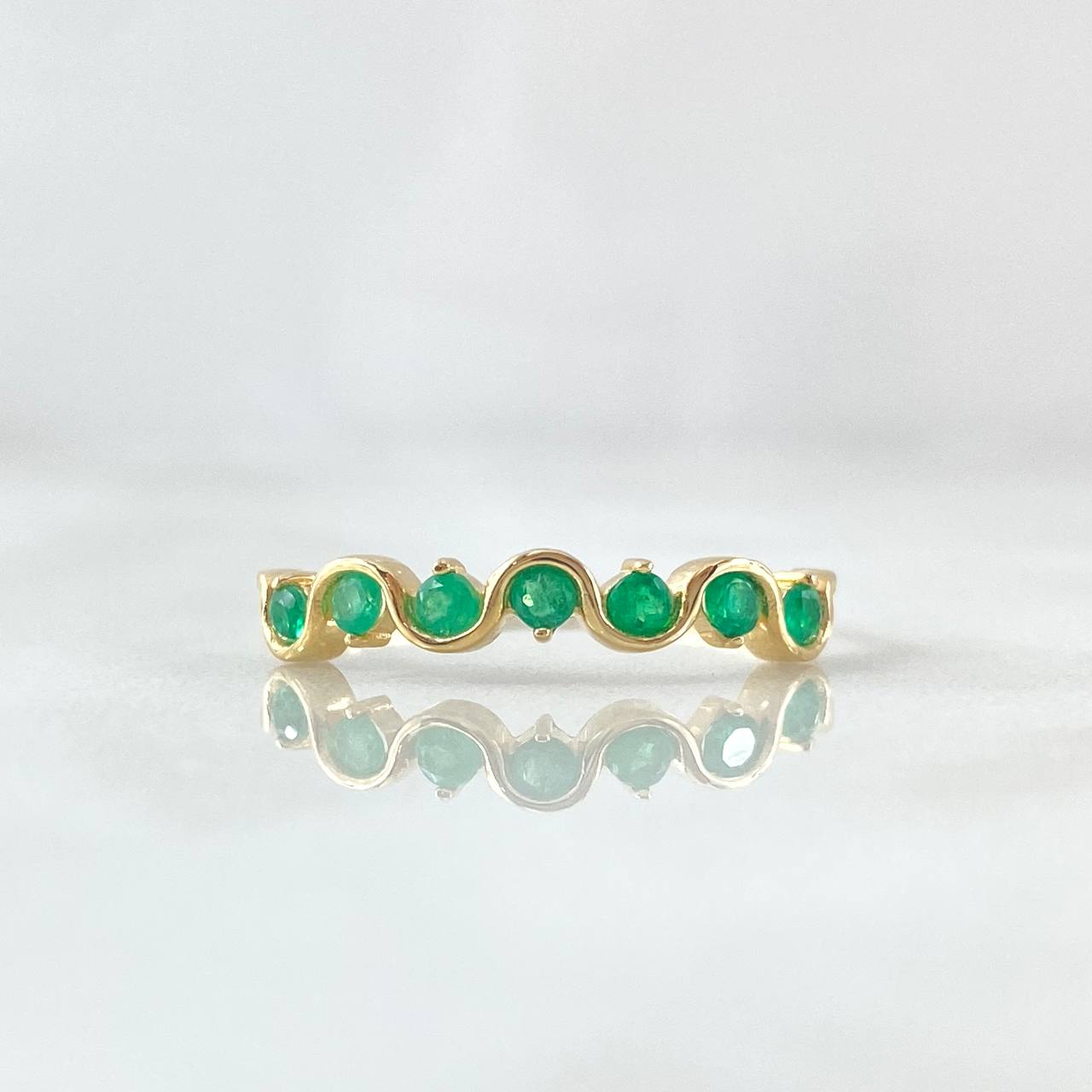 Anillo Eslabon 1.45gr / T8 / Esmeraldas 23pts Oro Amarillo 18K (Joya) ©
