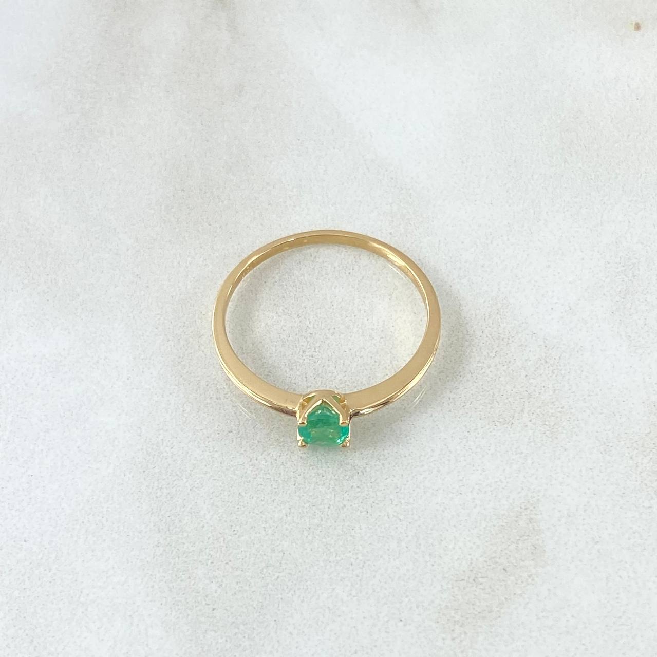Anillo Solitario Puente 1.5gr / T6 3/4 / Esmeralda 25pts Oro Amarillo 18K (Joya) ©