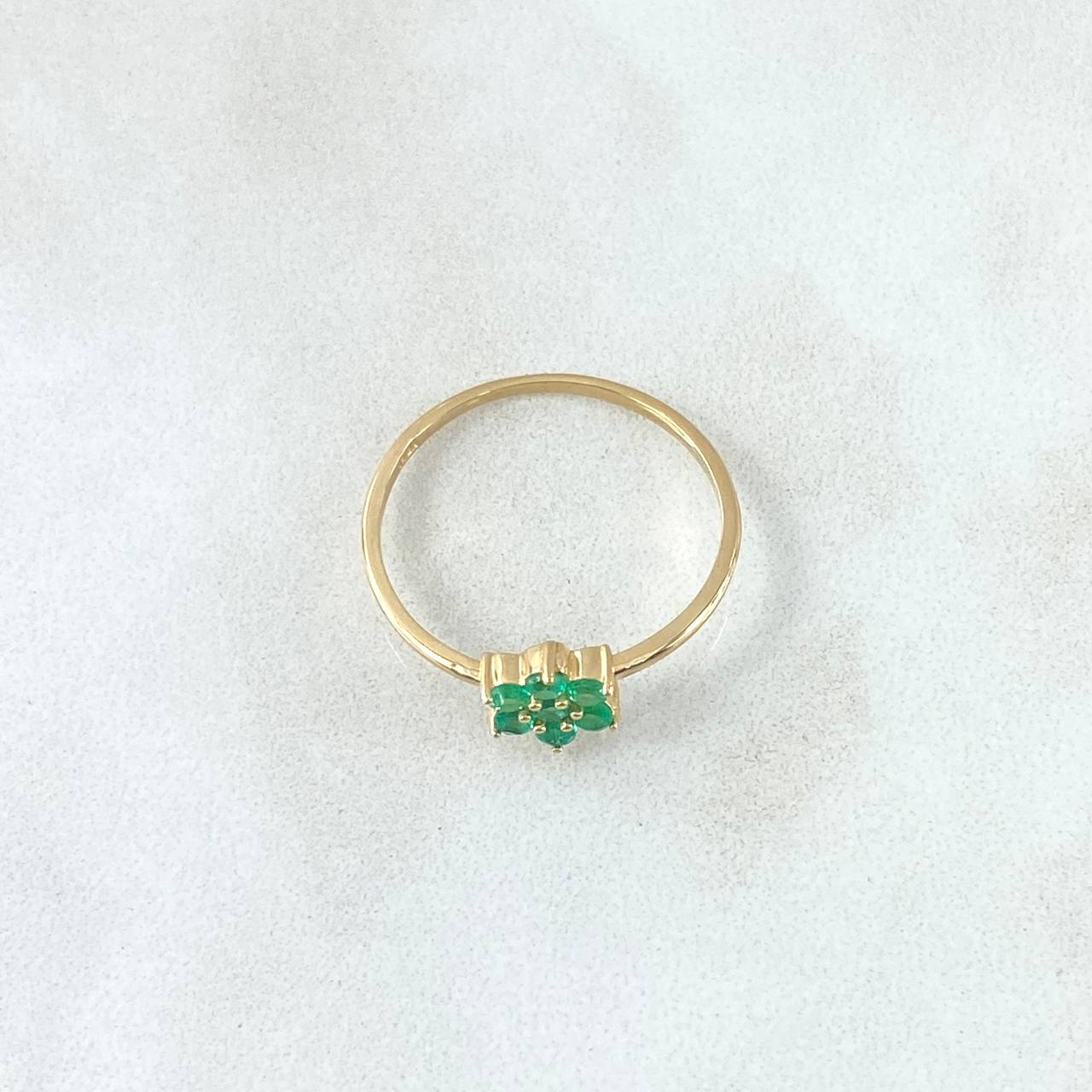 Anillo Flor Driada 1.3gr / T6 1/2 / Esmeraldas 23pts Oro Amarillo 18K (Joya) ©