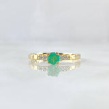 Anillo Solitario Cero Minimal 1.2gr / T6 1/2 / Esmeralda 23pts Diamantes 5pts Oro Amarillo 18K (Joya) ©