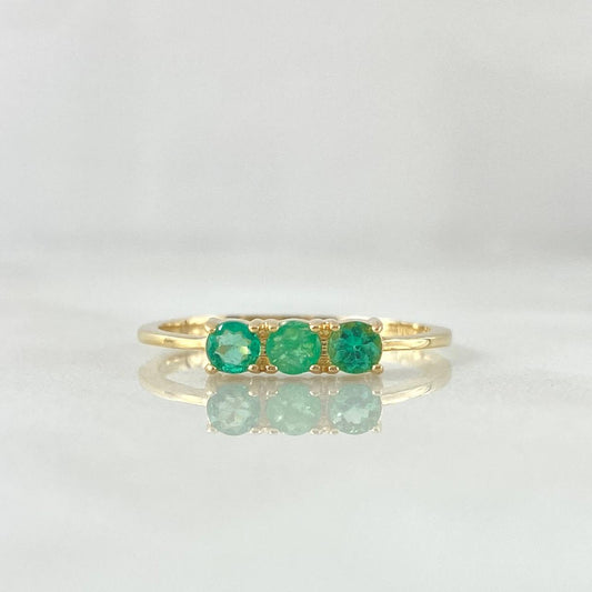 Anillo Trinity Esmeraldas 36pts 1.85gr / T7 3/4 / Oro Amarillo 18K *