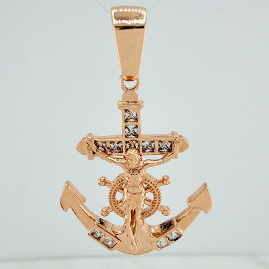 Dije Cruz Cristo Ancla 6.85gr / 4.1cm / Oro Rosa 18K $
