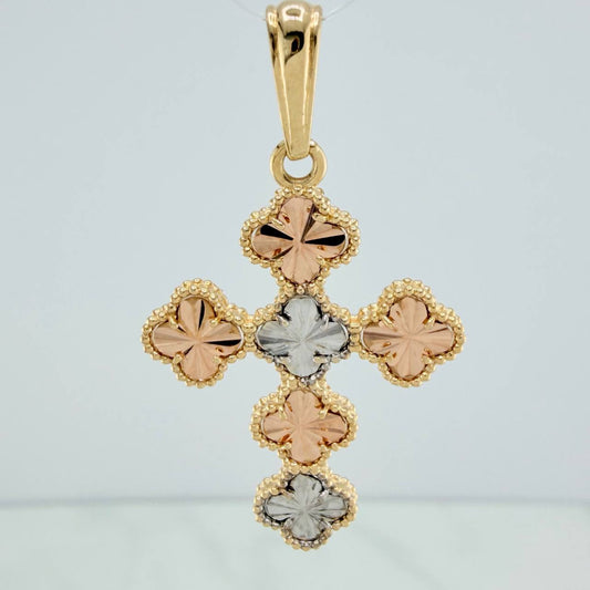 Dije Cruz Trebol 2.4gr / 3cm / Tres Oros Nac.Esp. 18K %