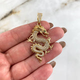 Dije Dragon 8.75gr / 5.2cm / Circones Blancos Verdes Oro Amarillo *
