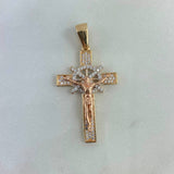 Dije Cristo Cruz Timon 5.35gr / 4.1cm / Circones Blancos Dos Oros Amarillo Rosa *