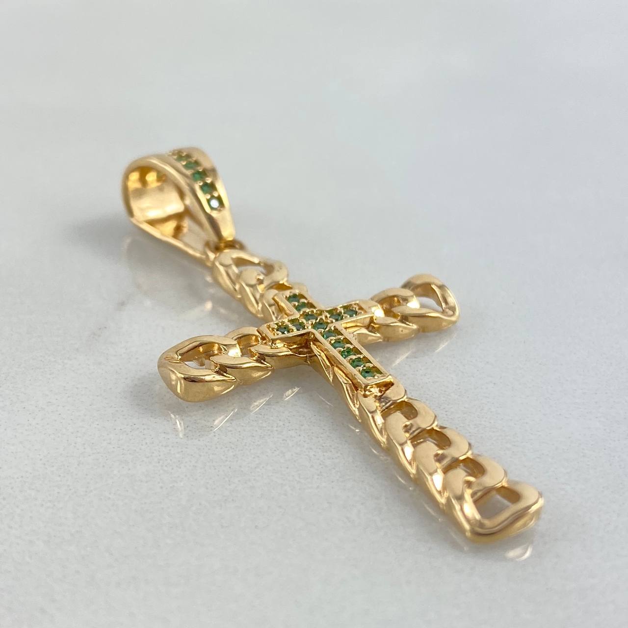 Dije Cruz GC 4.2gr / 4.5cm / Circones Verdes Oro Amarillo *