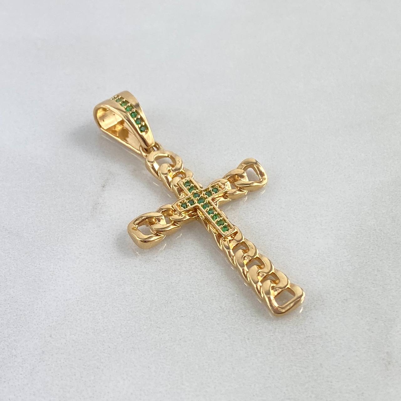 Dije Cruz GC 4.2gr / 4.5cm / Circones Verdes Oro Amarillo *