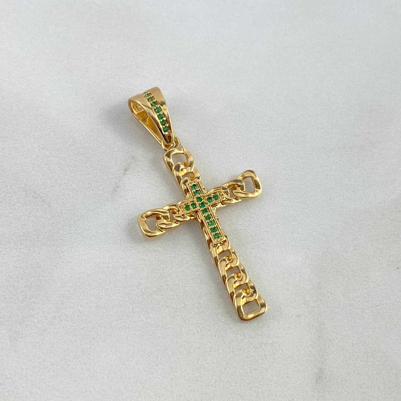 Dije Cruz GC 4.2gr / 4.5cm / Circones Verdes Oro Amarillo *