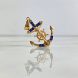Dije Ancla Cristo 6.35gr / 4cm / Circones Azules Oro Amarillo *