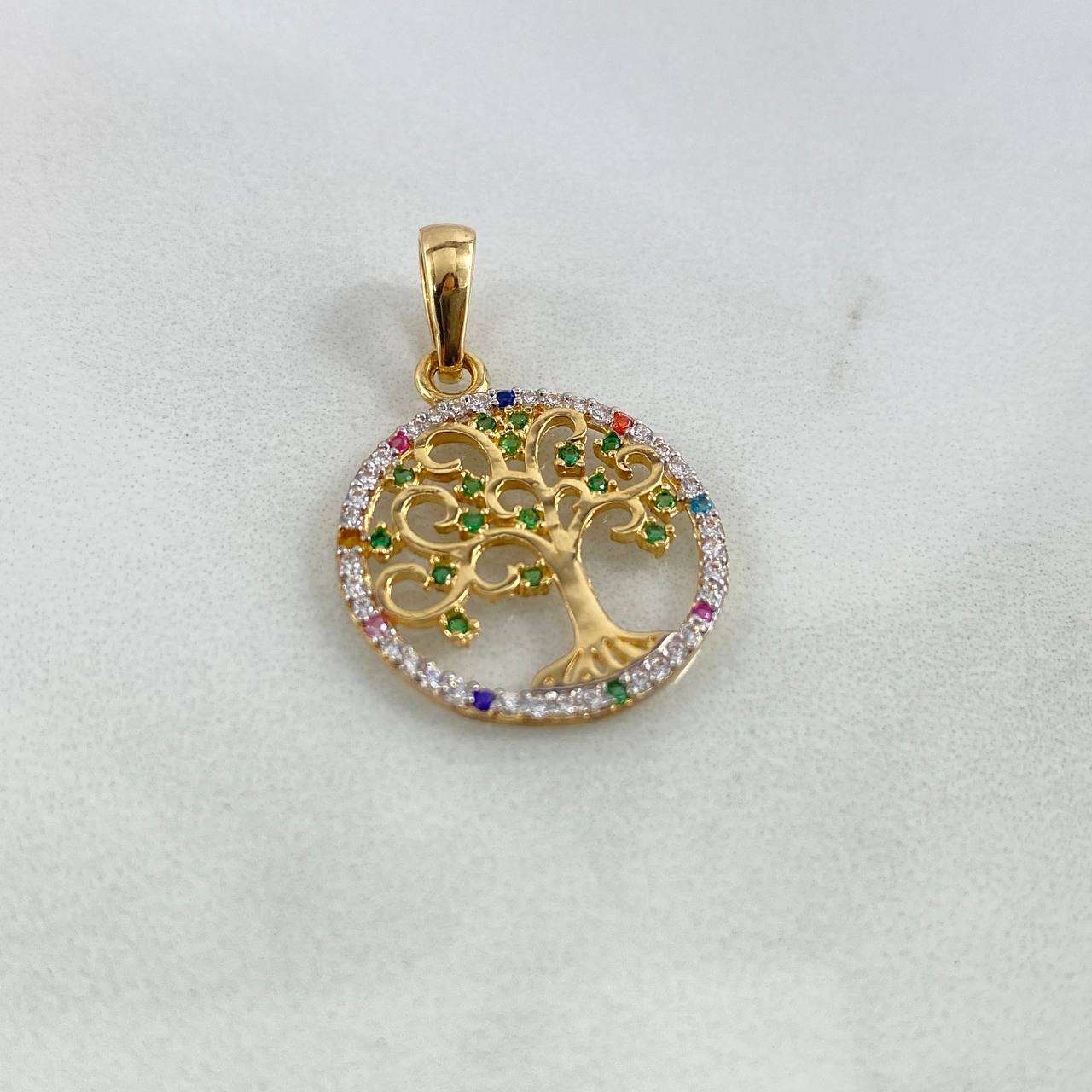 Dije Arbol De La Vida 2.1gr / 2.6cm / Circones Blancos Colores Oro Amarillo *