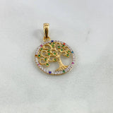 Dije Arbol De La Vida 2.1gr / 2.6cm / Circones Blancos Colores Oro Amarillo *