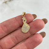 Dije Mano Saranghae 1.5gr / 2.6cm / Circones Blancos Oro Amarillo *
