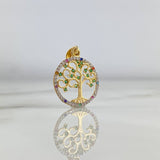 Dije Arbol De La Vida 2.1gr / 2.6cm / Circones Blancos Colores Oro Amarillo *