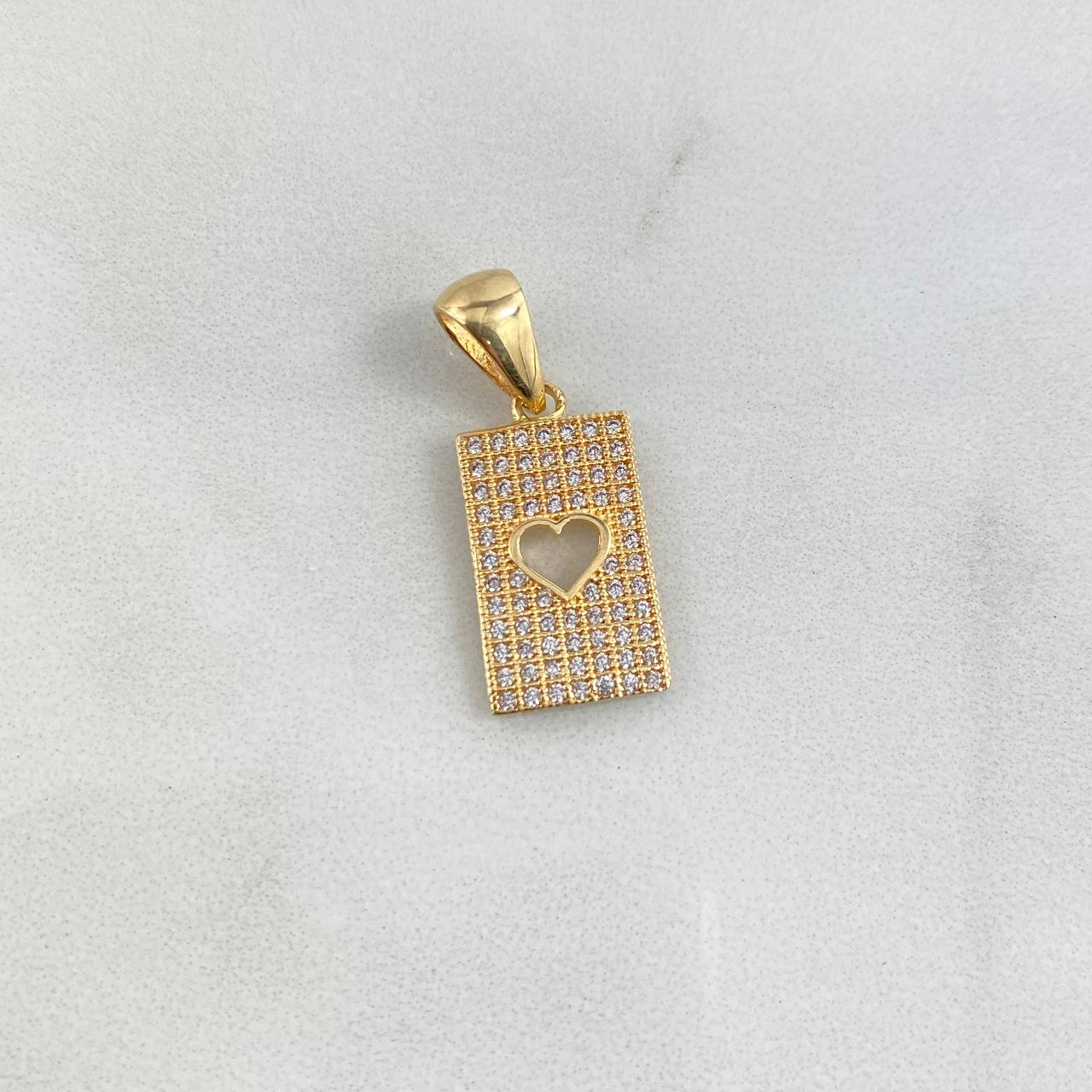 Dije Corazon 2.2gr / 2.5cm / Rectangular Circones Blancos Oro Amarillo *