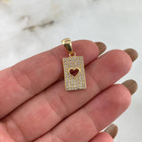 Dije Corazon 2.2gr / 2.5cm / Rectangular Circones Blancos Oro Amarillo *