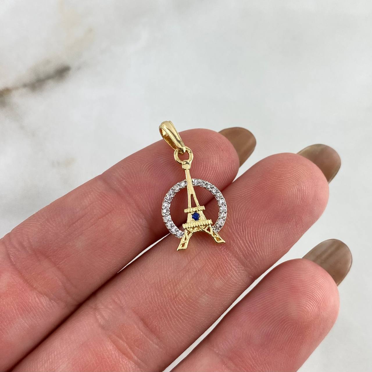 Dije Torre Eiffel 1.2gr / 2cm / Circones Blancos Azul Oro Amarillo *