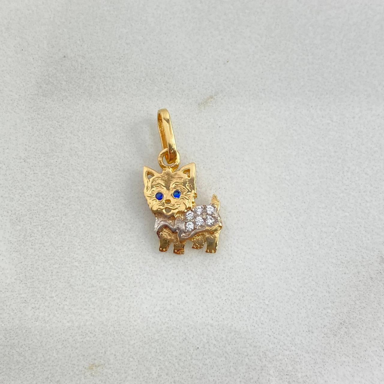 Dije Perrito 0.95gr / 1.8cm / Circones Blancos Azules Dos Oros Amarillo Blanco *